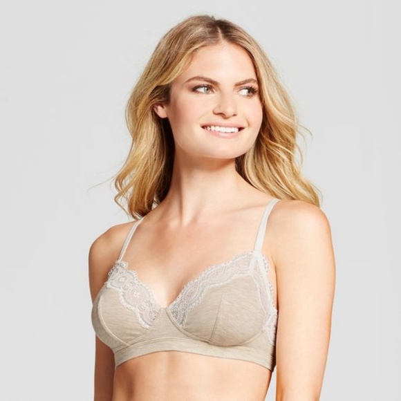 NEW Beige Modal Lace Trim Bralette Bra - Picture 3 of 7
